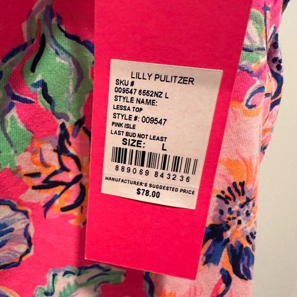 Lilly Pulitzer Pink Floral Top Sz L - Picture 5 of 5